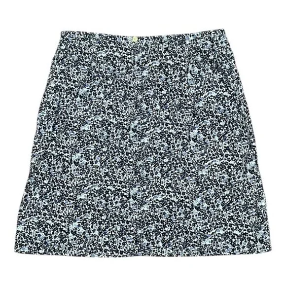 Floral Navy Lavender Print Mini Skirt The Limited Stretch Cotton Blend Sz 8 - Picture 2 of 6